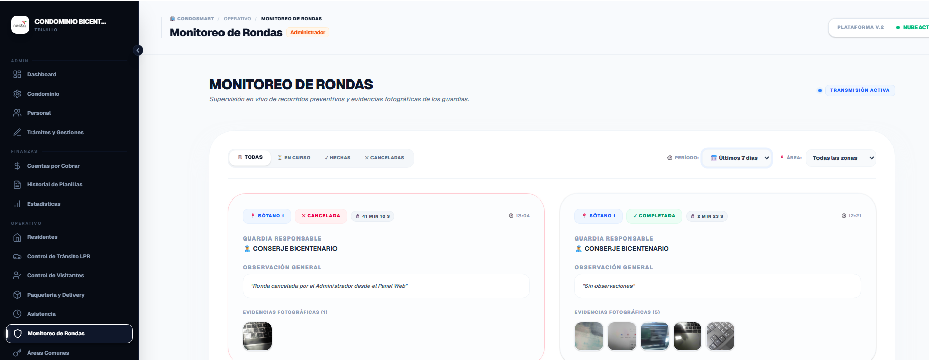Monitoreo de Rondas