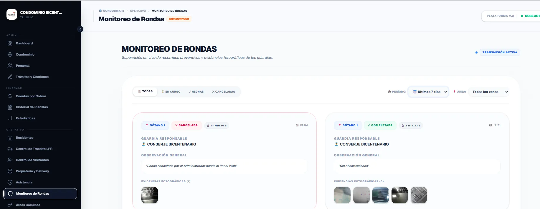 Monitoreo de Rondas
